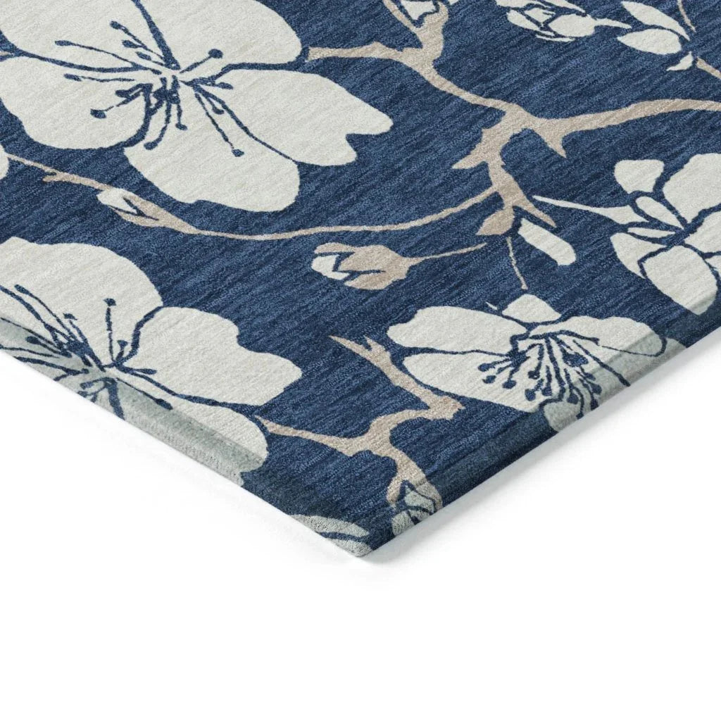 LOOMLAN Rugs Ensa Navy Washable Indoor-Outdoor Rug