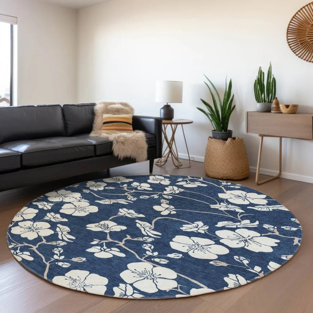 LOOMLAN Rugs Ensa Navy Washable Indoor-Outdoor Rug