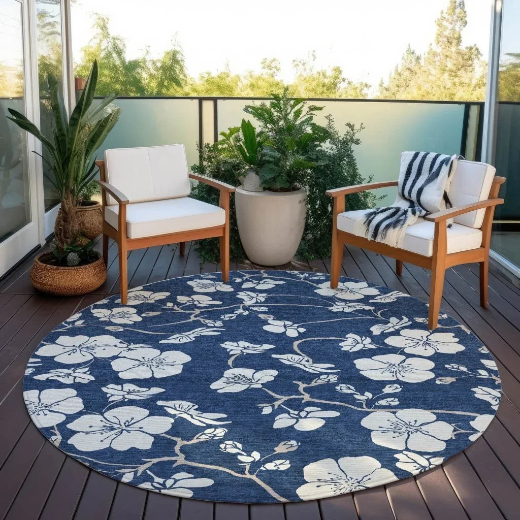 LOOMLAN Rugs Ensa Navy Washable Indoor-Outdoor Rug