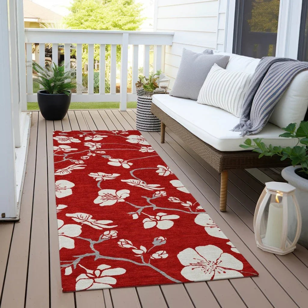 LOOMLAN Rugs Ensa Red Washable Indoor-Outdoor Rug