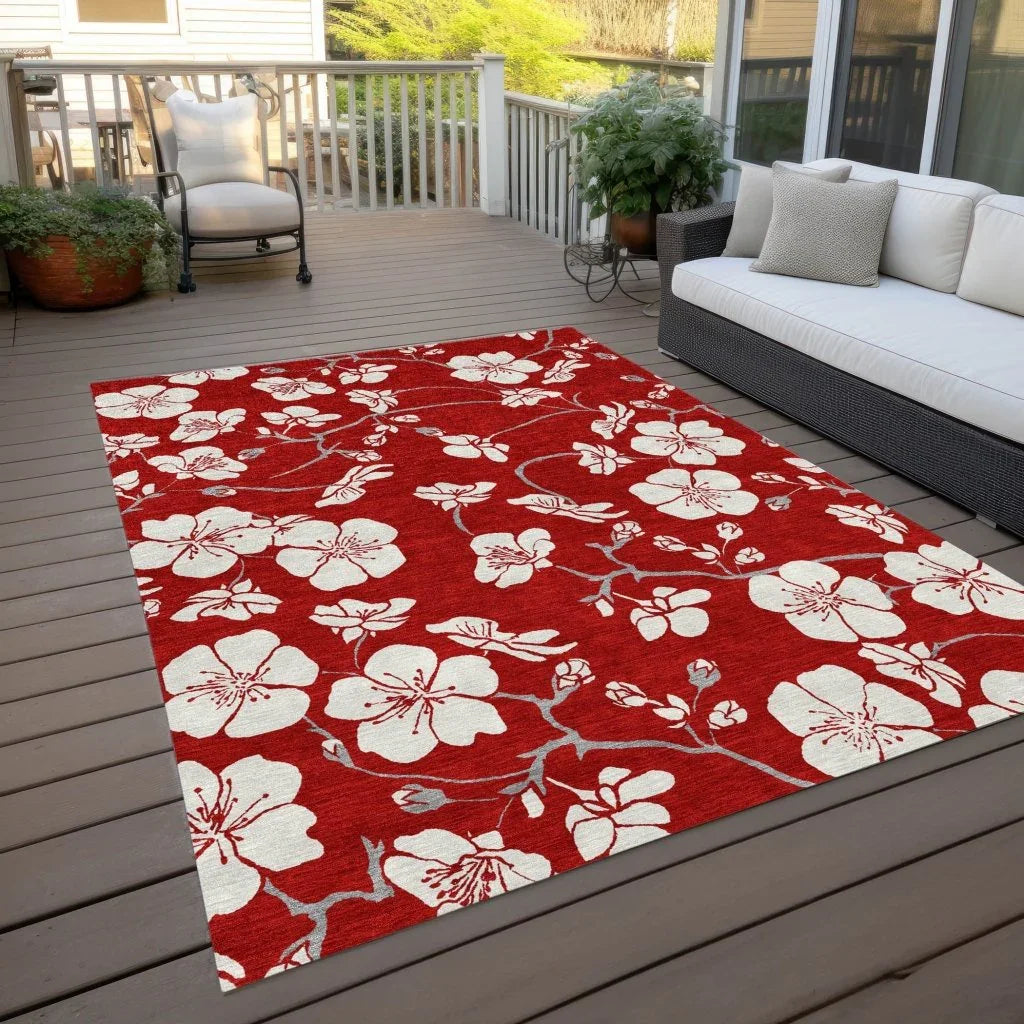 LOOMLAN Rugs Ensa Red Washable Indoor-Outdoor Rug