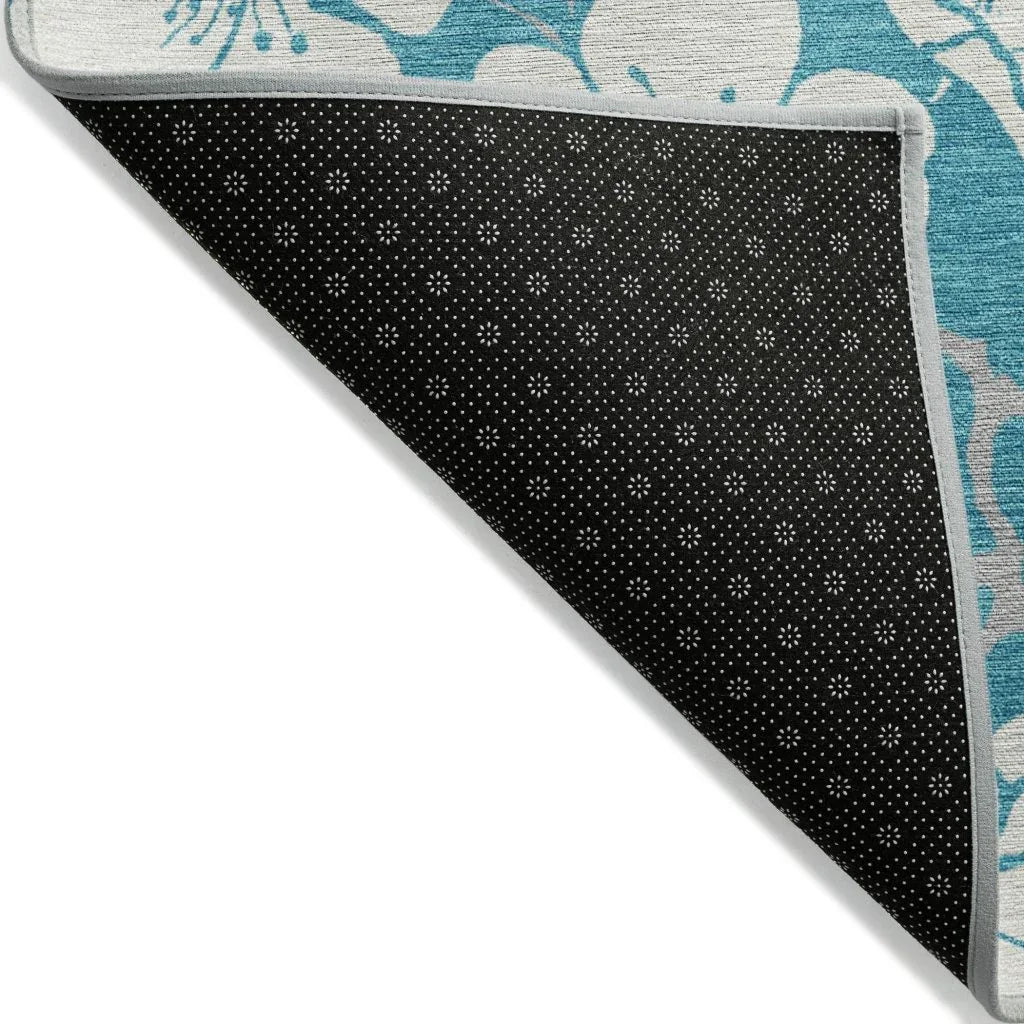 LOOMLAN Rugs Ensa Teal Washable Indoor-Outdoor Rug