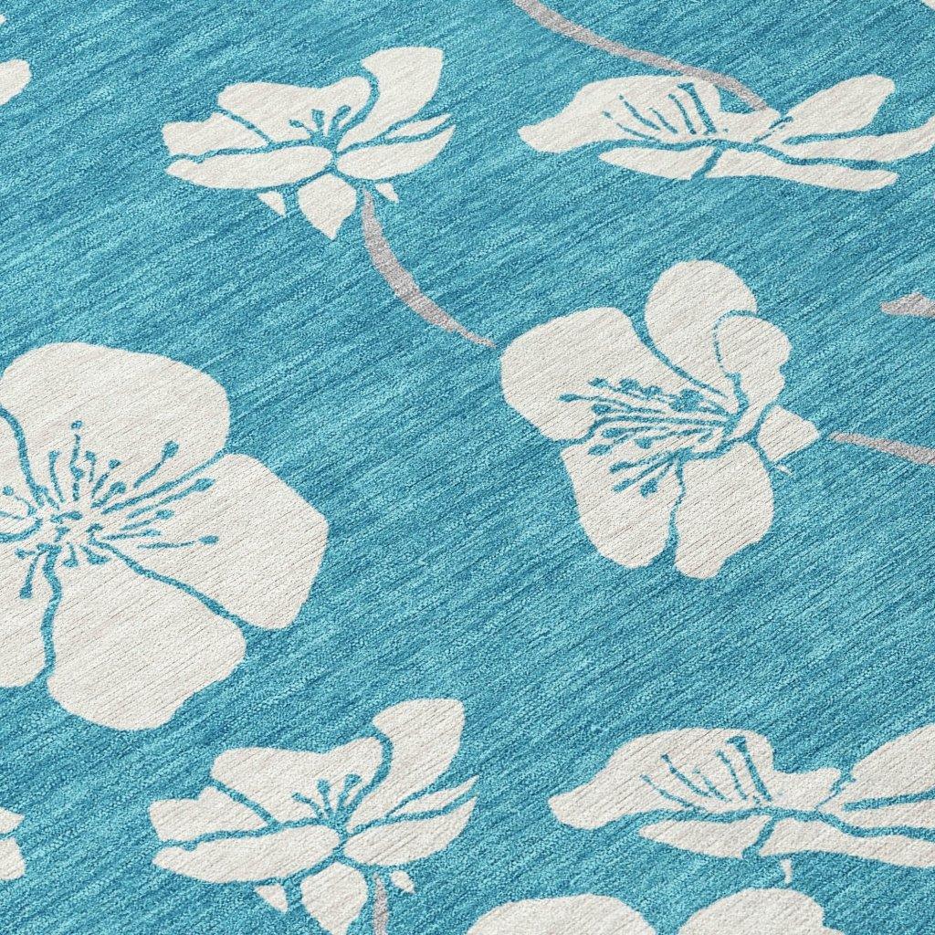 LOOMLAN Rugs Ensa Teal Washable Indoor-Outdoor Rug