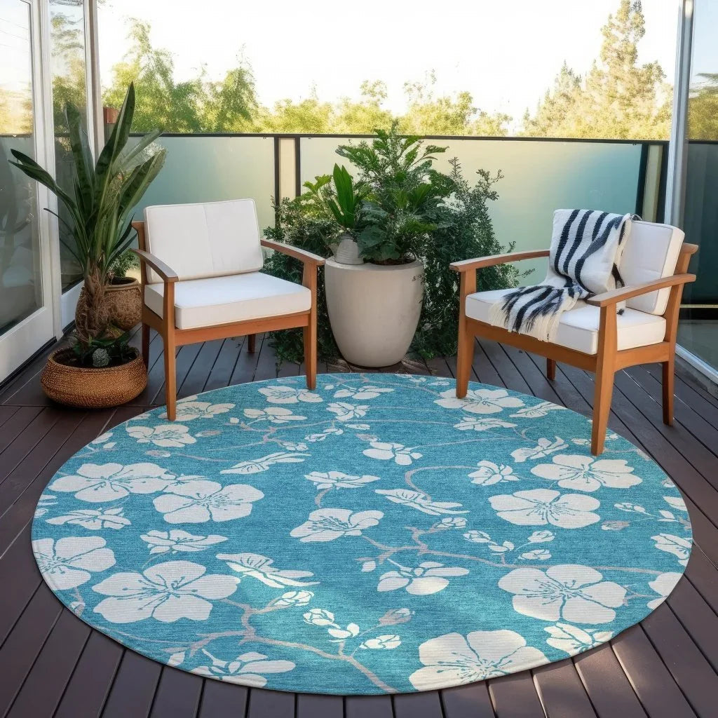 LOOMLAN Rugs Ensa Teal Washable Indoor-Outdoor Rug
