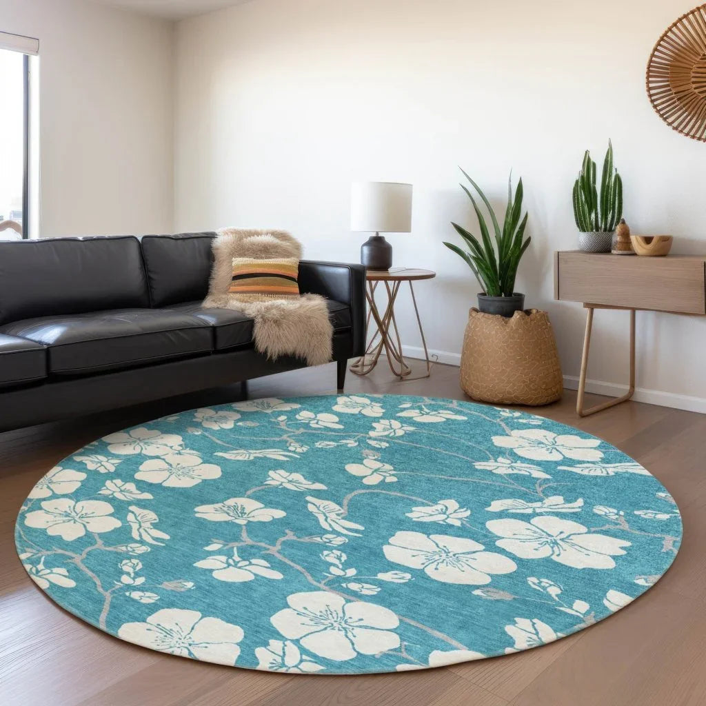 LOOMLAN Rugs Ensa Teal Washable Indoor-Outdoor Rug
