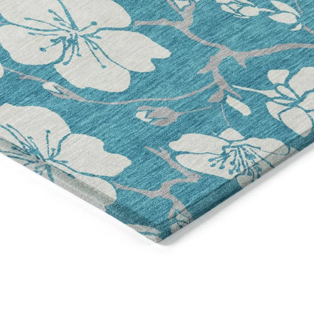 LOOMLAN Rugs Ensa Teal Washable Indoor-Outdoor Rug
