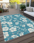 LOOMLAN Rugs Ensa Teal Washable Indoor-Outdoor Rug