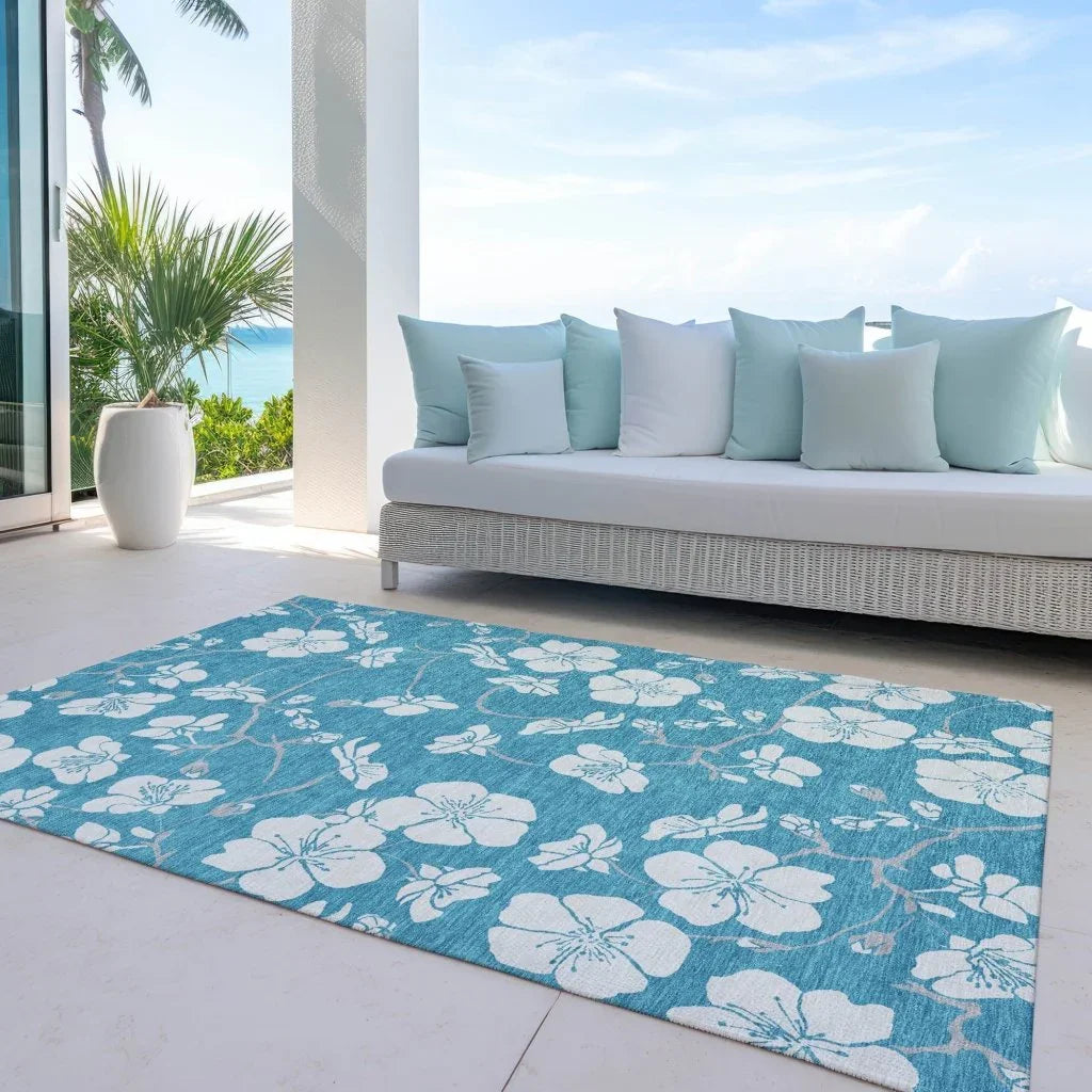 LOOMLAN Rugs Ensa Teal Washable Indoor-Outdoor Rug