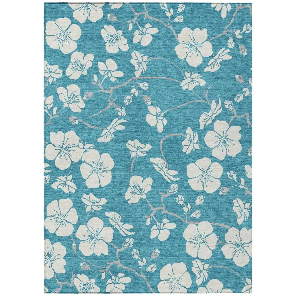LOOMLAN Rugs Ensa Teal Washable Indoor-Outdoor Rug