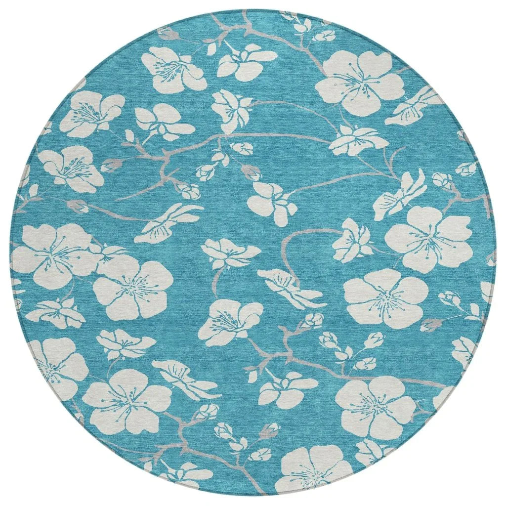 LOOMLAN Rugs Ensa Teal Washable Indoor-Outdoor Rug