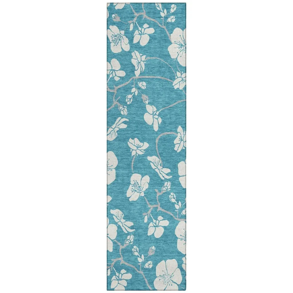 LOOMLAN Rugs Ensa Teal Washable Indoor-Outdoor Rug
