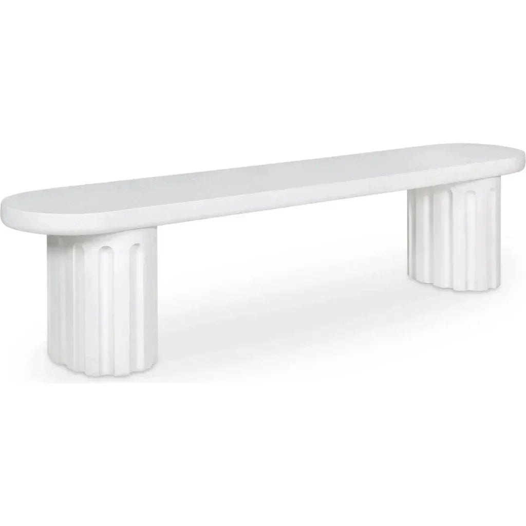 Eris White Concrete & Steel Outdoor Dining Bench - LOOMLAN - Moe's Home - Outdoor Benches