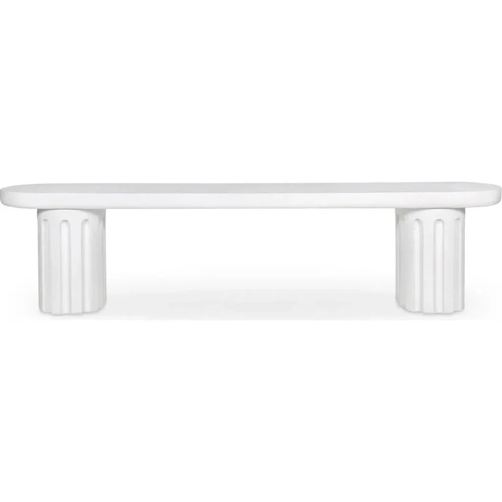 Eris White Concrete & Steel Outdoor Dining Bench - LOOMLAN - Moe's Home - Outdoor Benches