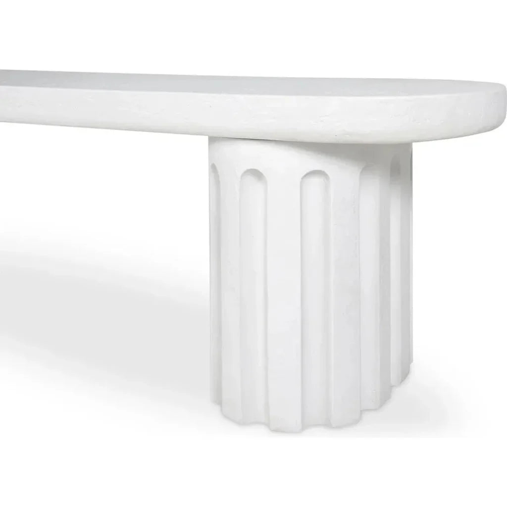 Eris White Concrete & Steel Outdoor Dining Bench - LOOMLAN - Moe's Home - Outdoor Benches