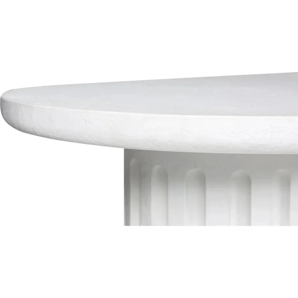 Eris White Concrete & Steel Oval Outdoor Dining Table - LOOMLAN - Moe's Home - Outdoor Dining Tables