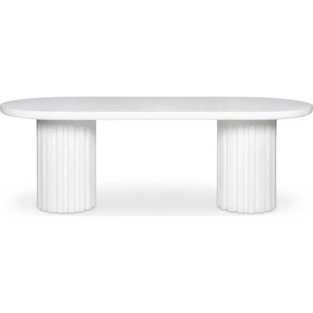 Eris White Concrete & Steel Oval Outdoor Dining Table - LOOMLAN - Moe's Home - Outdoor Dining Tables