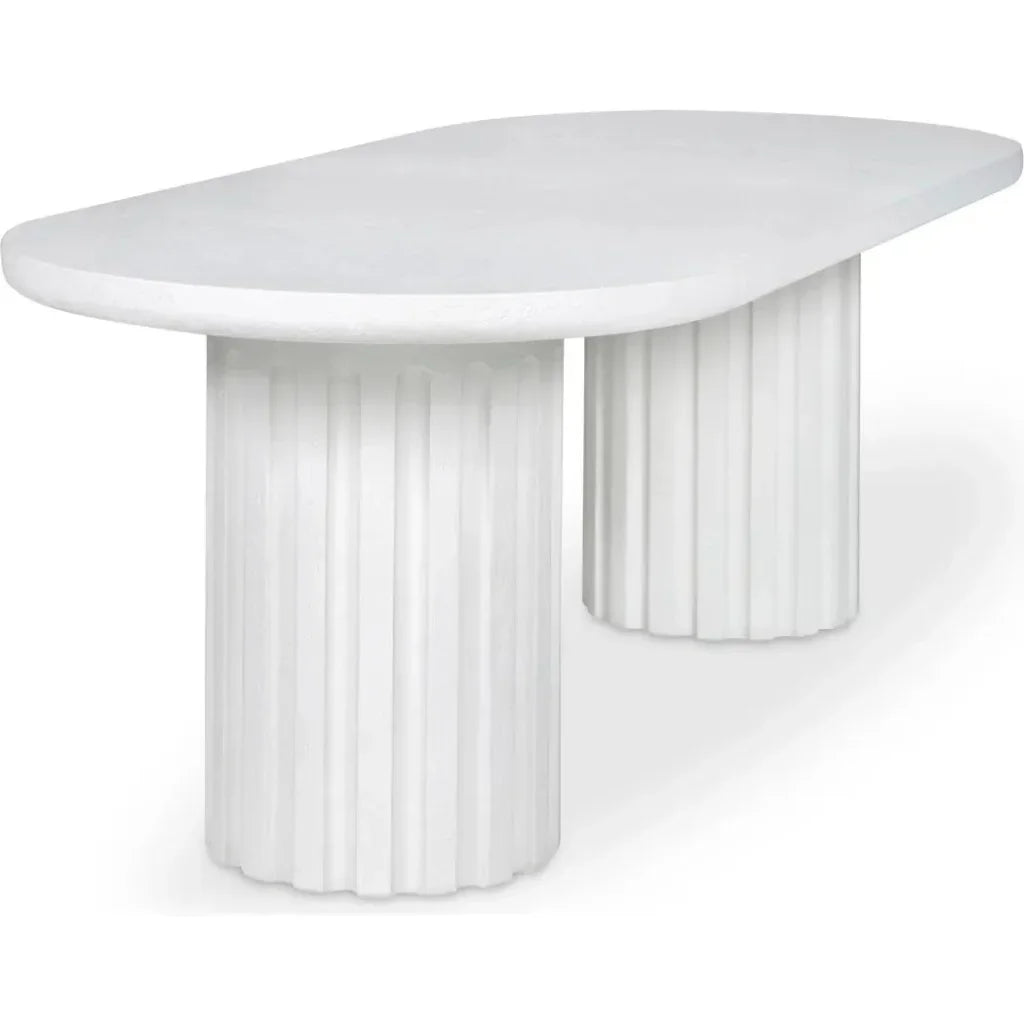 Eris White Concrete & Steel Oval Outdoor Dining Table - LOOMLAN - Moe's Home - Outdoor Dining Tables