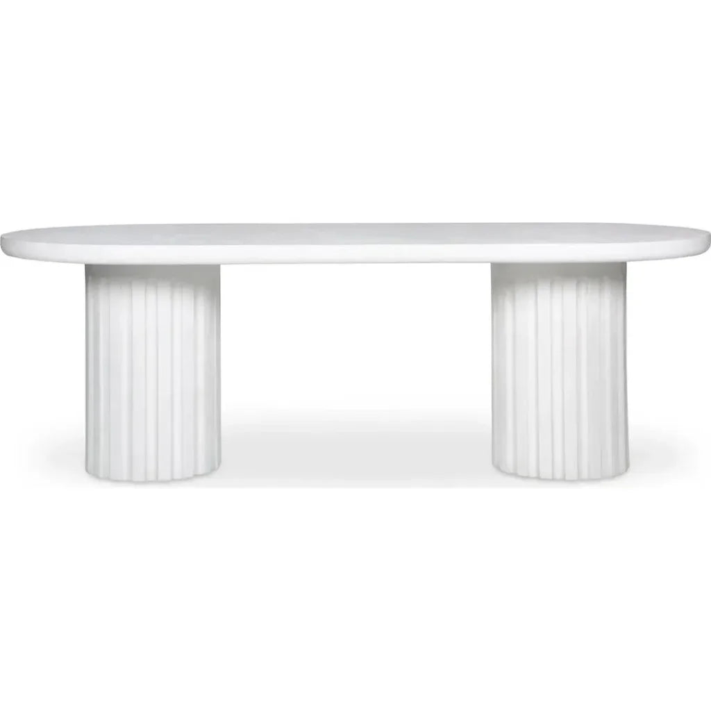 Eris White Concrete & Steel Oval Outdoor Dining Table - LOOMLAN - Moe's Home - Outdoor Dining Tables