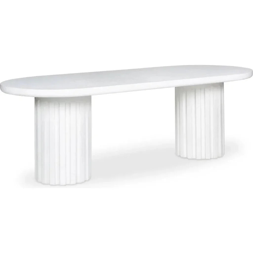 Eris White Concrete & Steel Oval Outdoor Dining Table - LOOMLAN - Moe's Home - Outdoor Dining Tables