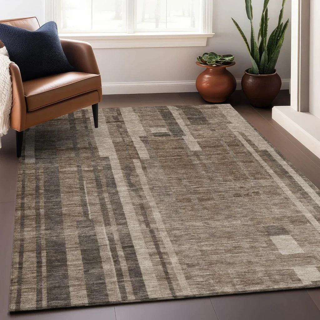 LOOMLAN Rugs Esmara Brown Washable Indoor-Outdoor Rug