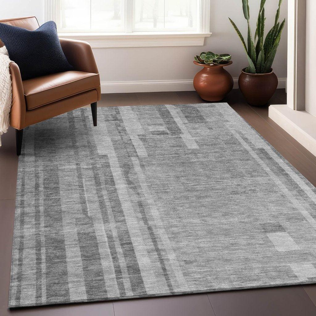 LOOMLAN Rugs Esmara Gray Washable Indoor-Outdoor Rug