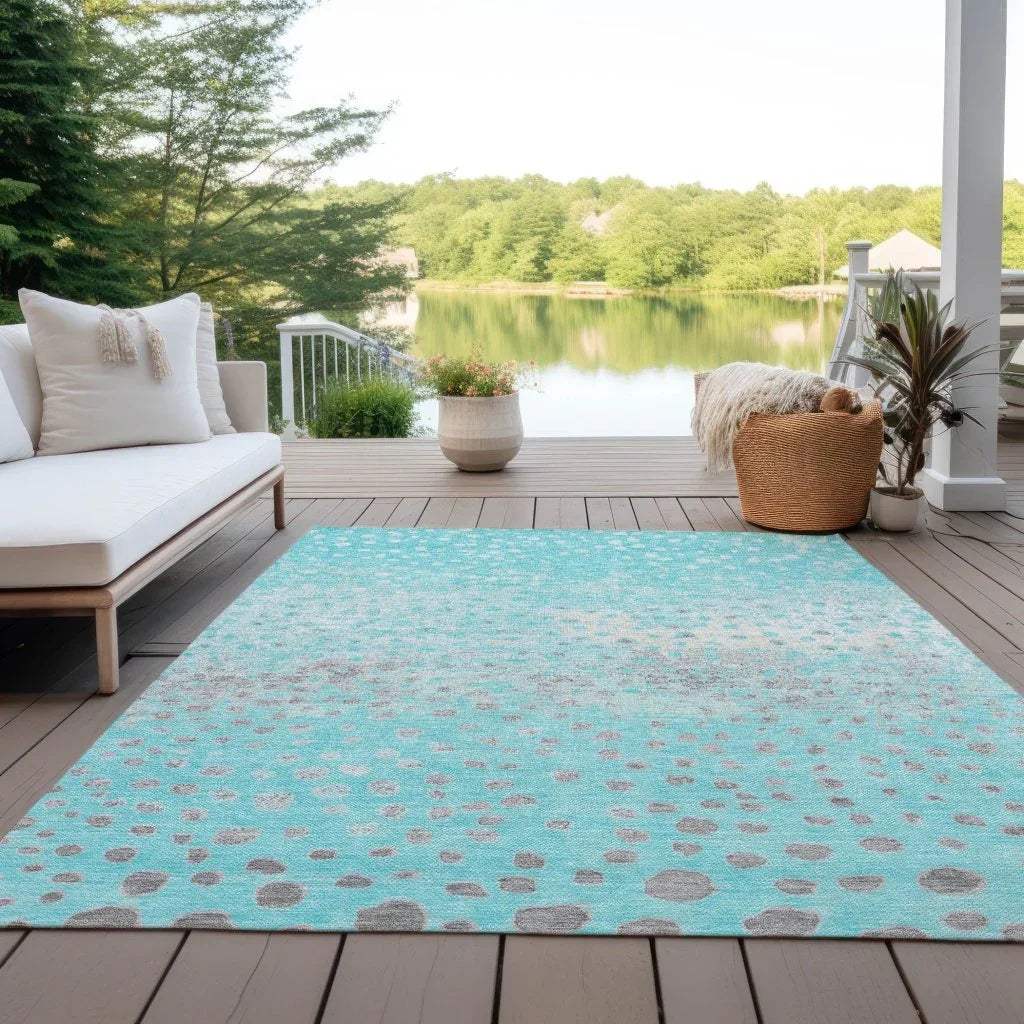 LOOMLAN Rugs Estara Teal Washable Indoor-Outdoor Rug