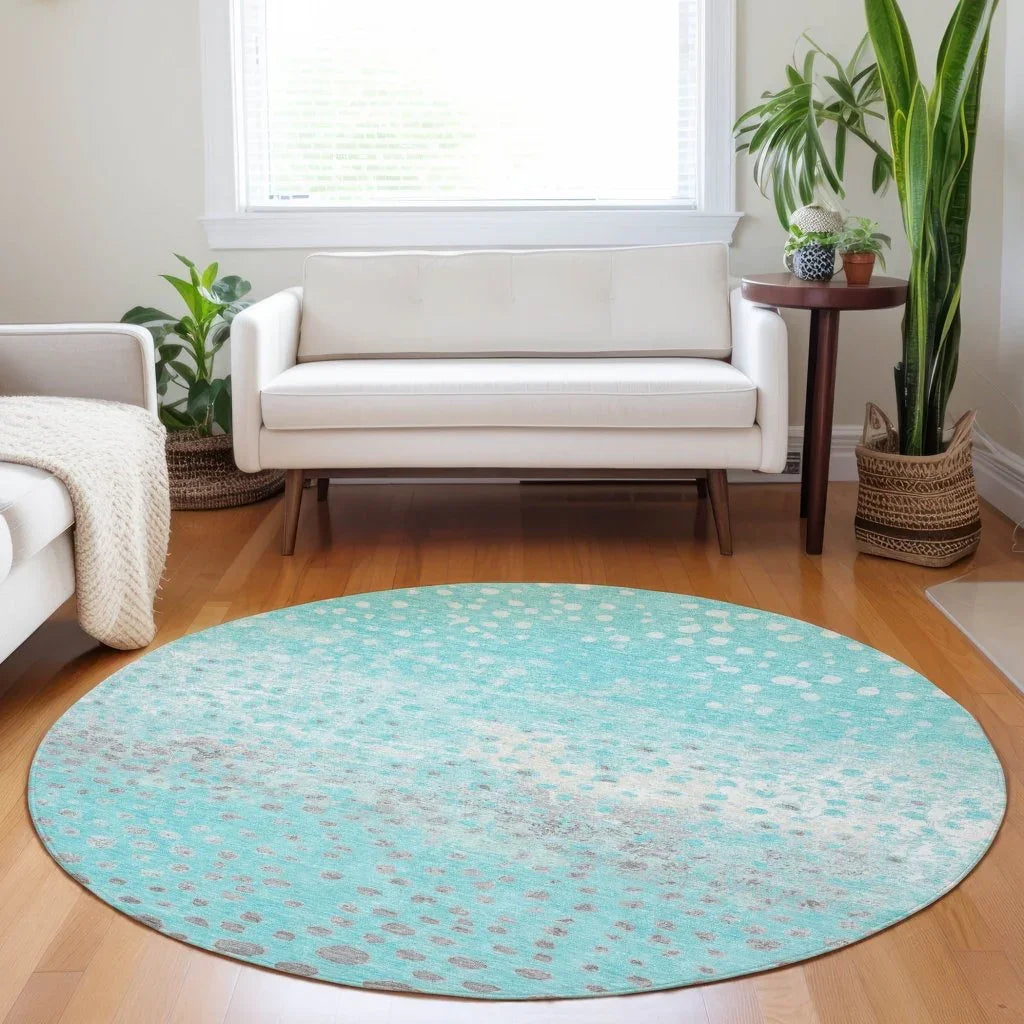 LOOMLAN Rugs Estara Teal Washable Indoor-Outdoor Rug