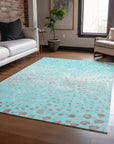 LOOMLAN Rugs Estara Teal Washable Indoor-Outdoor Rug