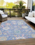 LOOMLAN Rugs Eugene Blue Washable Indoor-Outdoor Rug