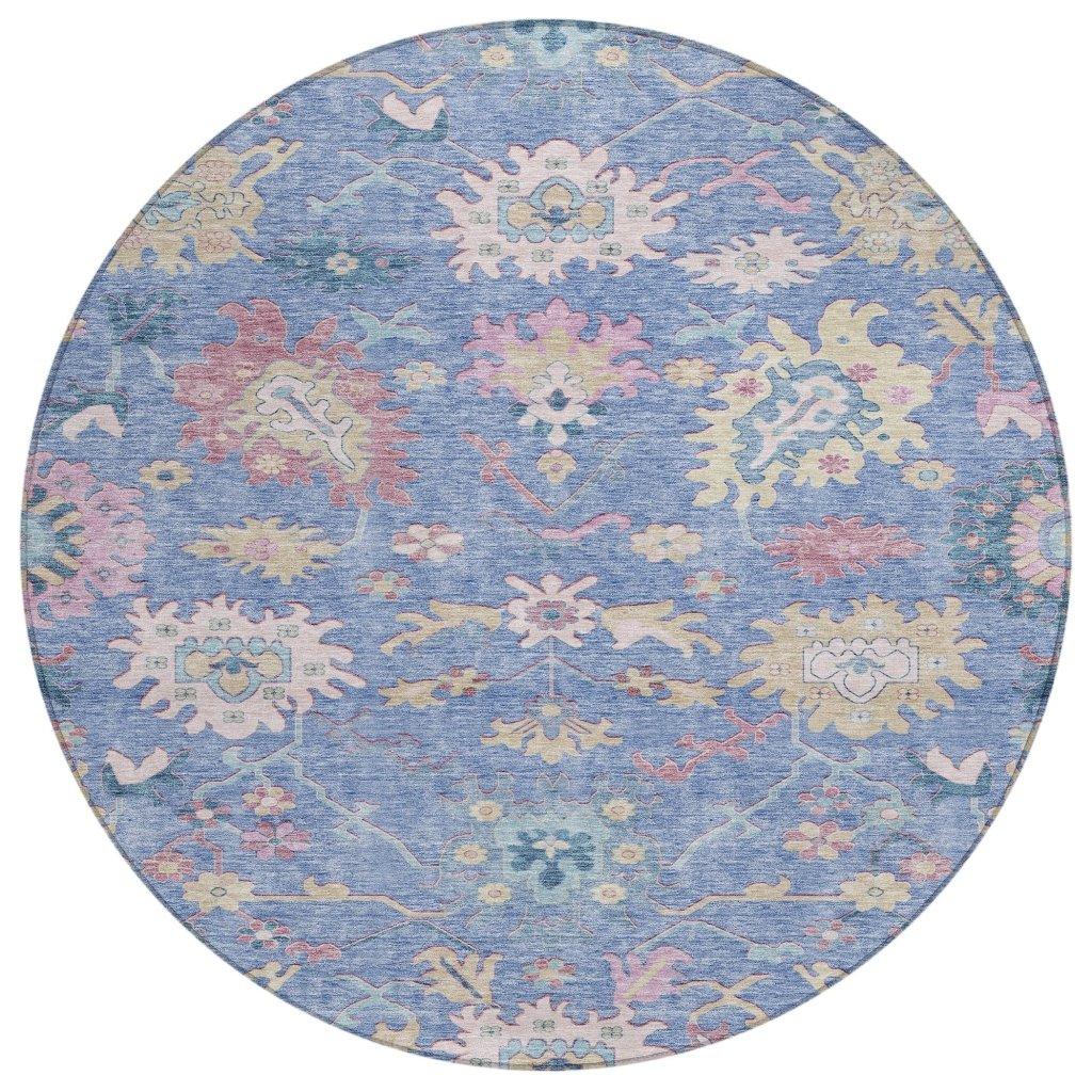 LOOMLAN Rugs Eugene Blue Washable Indoor-Outdoor Rug