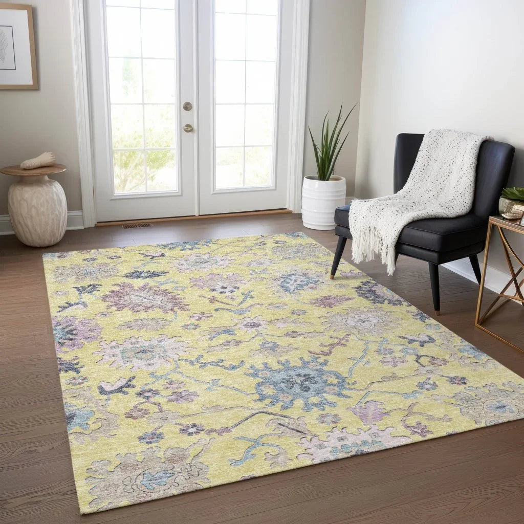 LOOMLAN Rugs Eugene Gold Washable Indoor-Outdoor Rug