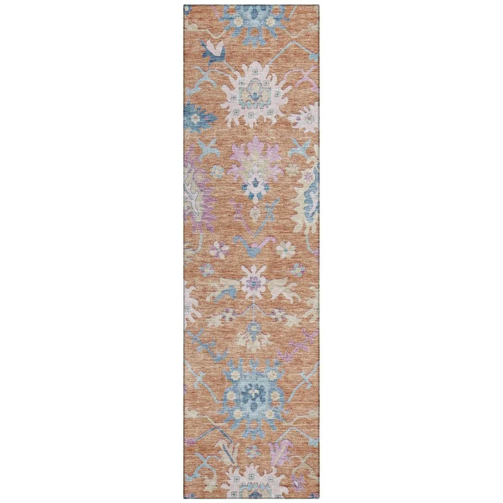 LOOMLAN Rugs Eugene Orange Washable Indoor-Outdoor Rug