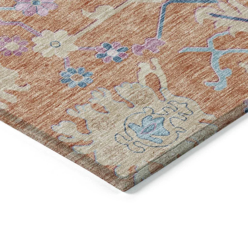 LOOMLAN Rugs Eugene Orange Washable Indoor-Outdoor Rug