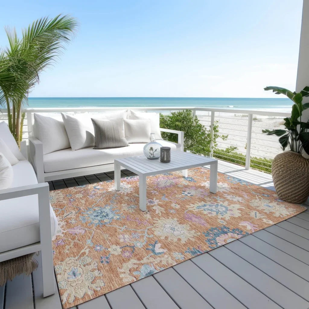 LOOMLAN Rugs Eugene Orange Washable Indoor-Outdoor Rug