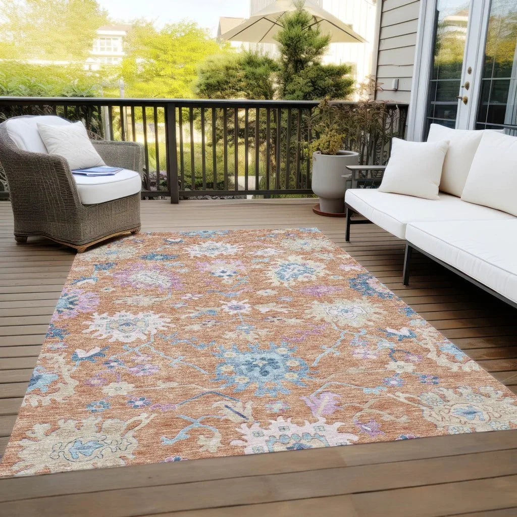 LOOMLAN Rugs Eugene Orange Washable Indoor-Outdoor Rug