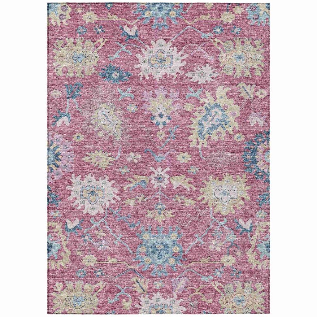 LOOMLAN Rugs Eugene Pink Washable Indoor-Outdoor Rug