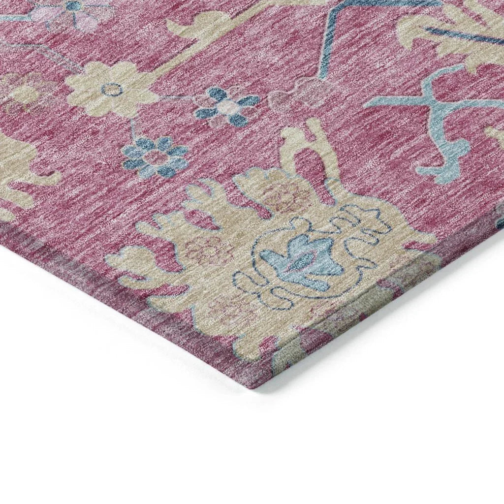 LOOMLAN Rugs Eugene Pink Washable Indoor-Outdoor Rug