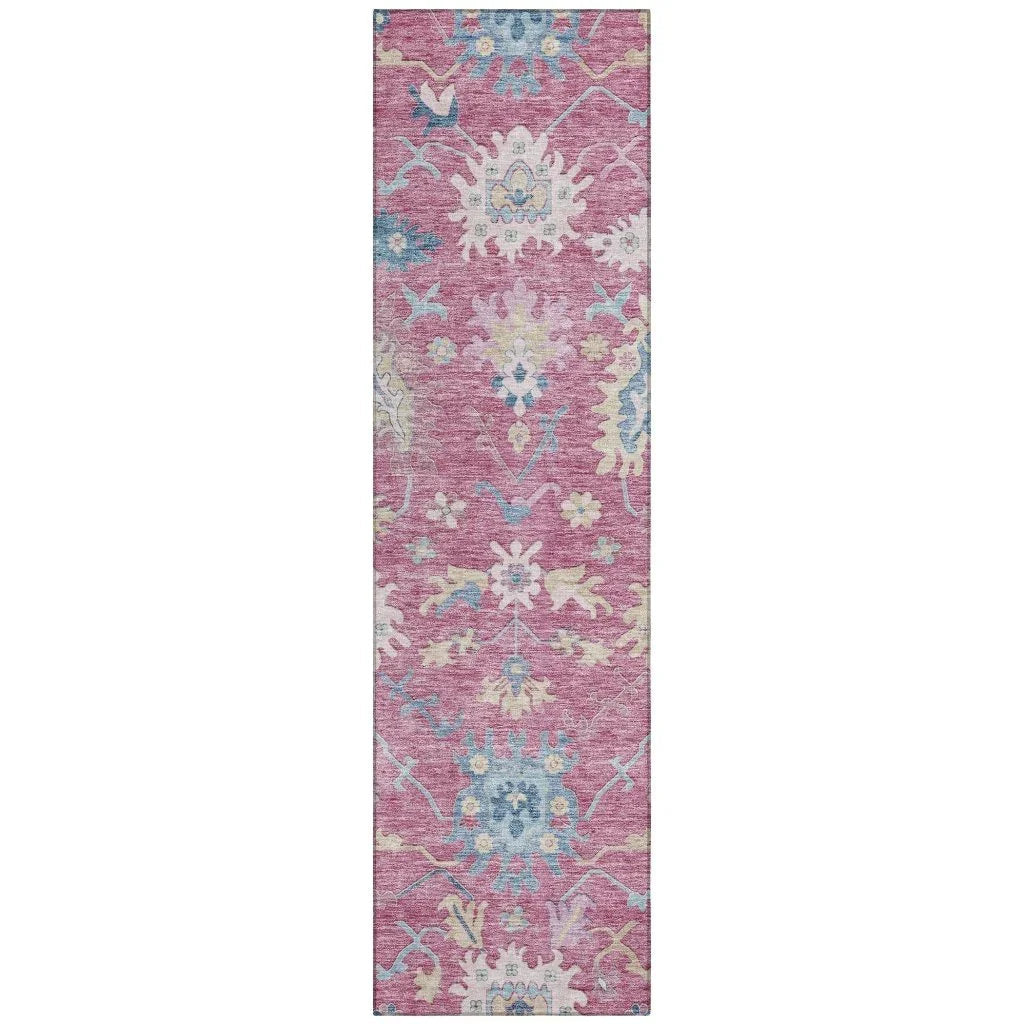 LOOMLAN Rugs Eugene Pink Washable Indoor-Outdoor Rug