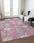 LOOMLAN Rugs Eugene Pink Washable Indoor-Outdoor Rug