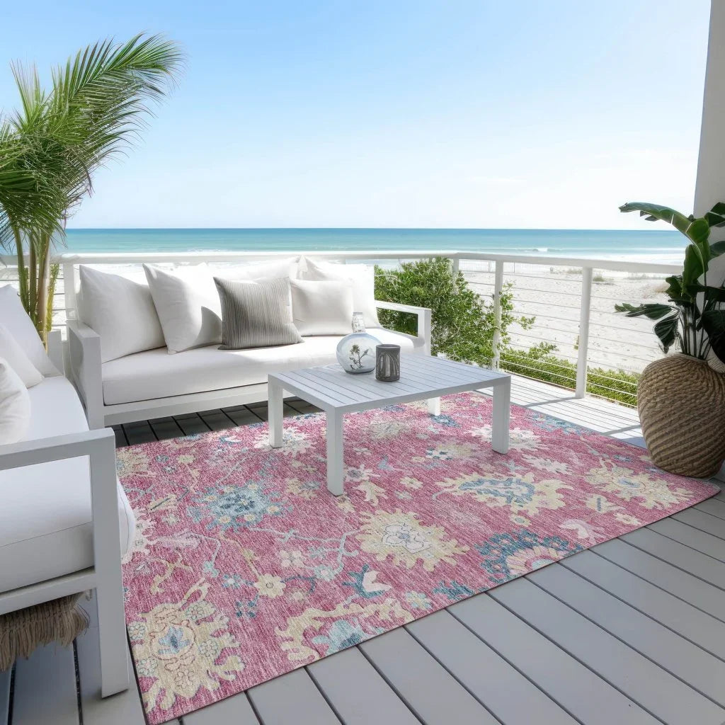 LOOMLAN Rugs Eugene Pink Washable Indoor-Outdoor Rug