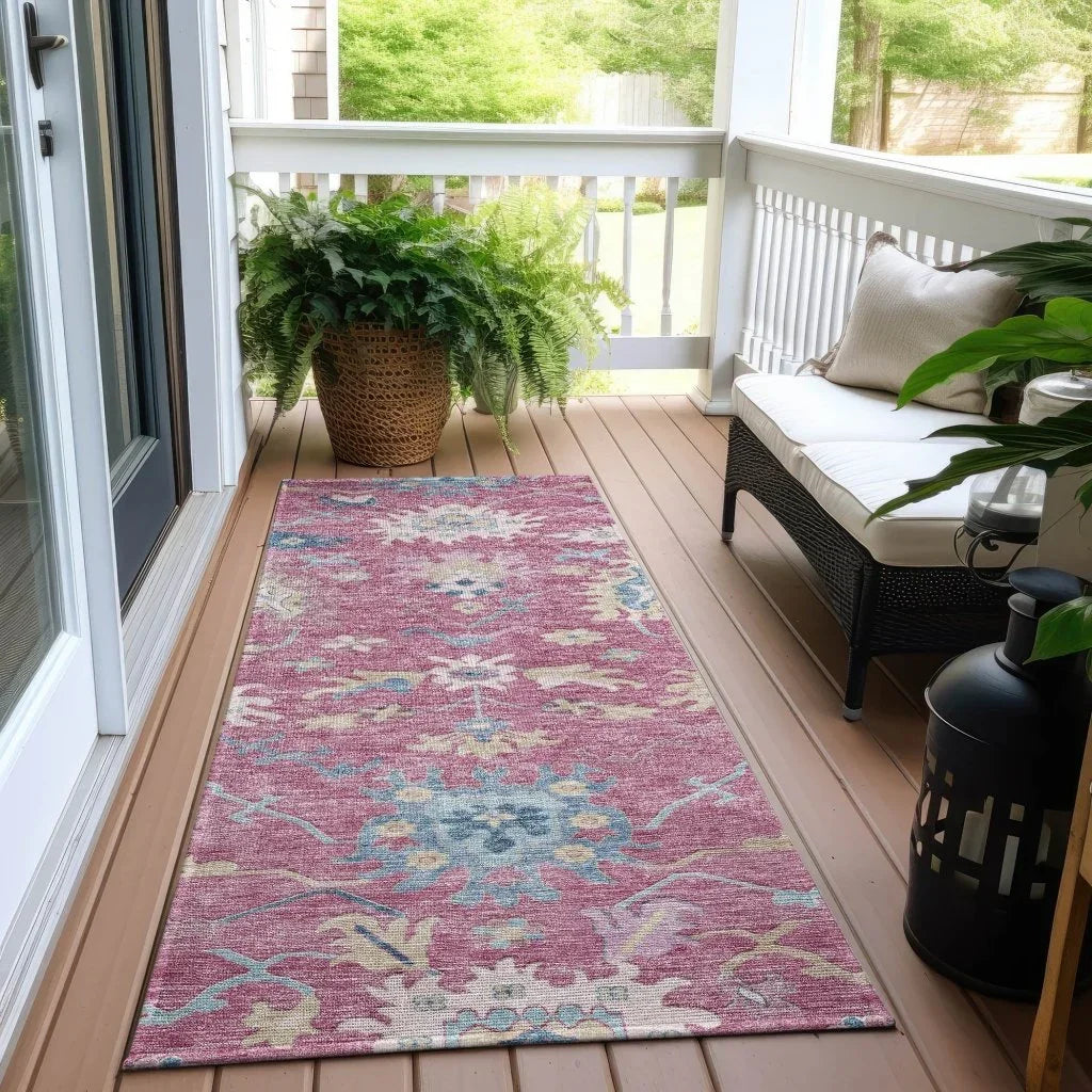 LOOMLAN Rugs Eugene Pink Washable Indoor-Outdoor Rug