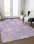 LOOMLAN Rugs Eugene Purple Washable Indoor-Outdoor Rug