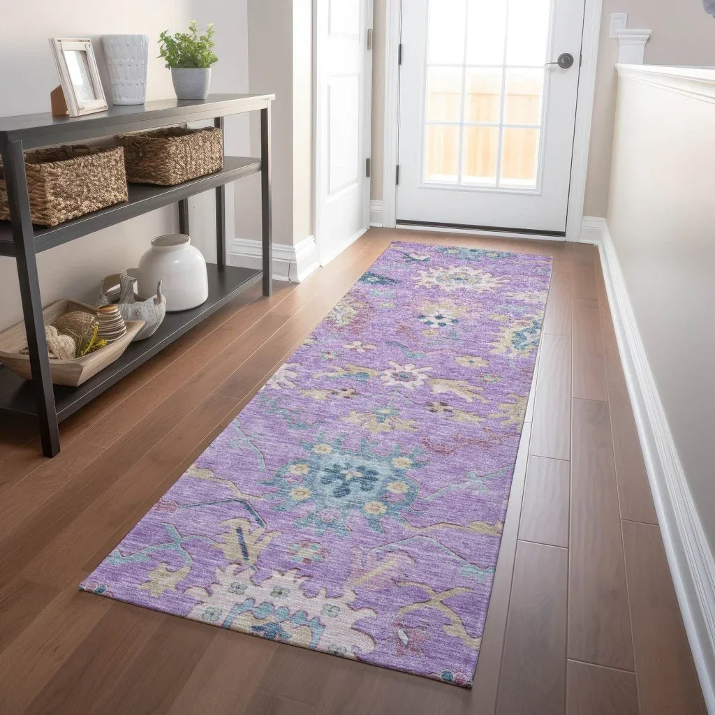 LOOMLAN Rugs Eugene Purple Washable Indoor-Outdoor Rug