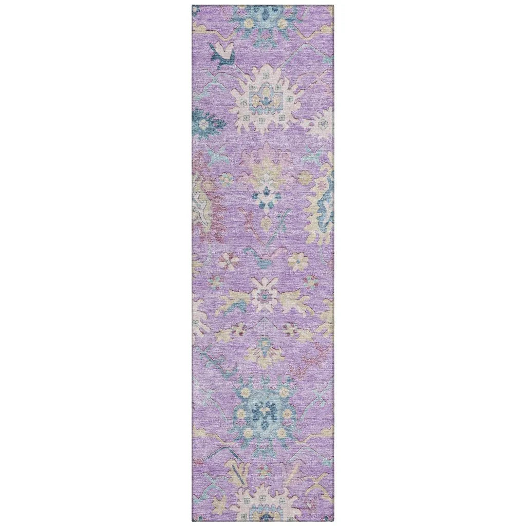LOOMLAN Rugs Eugene Purple Washable Indoor-Outdoor Rug