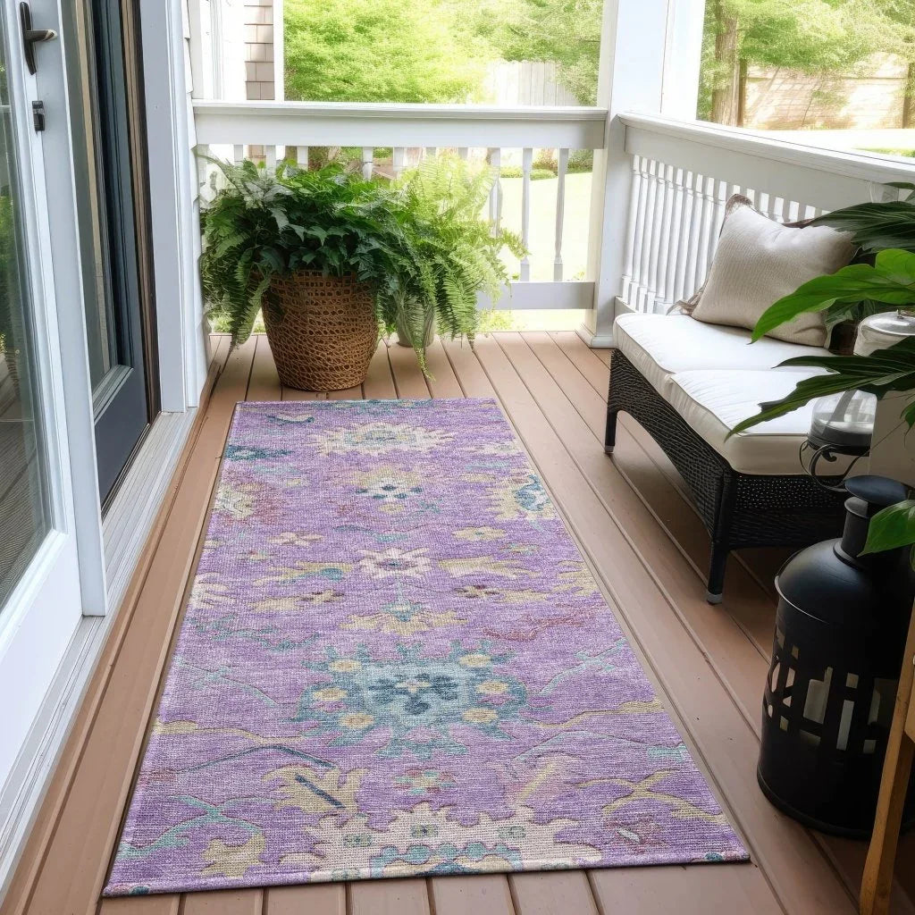 LOOMLAN Rugs Eugene Purple Washable Indoor-Outdoor Rug