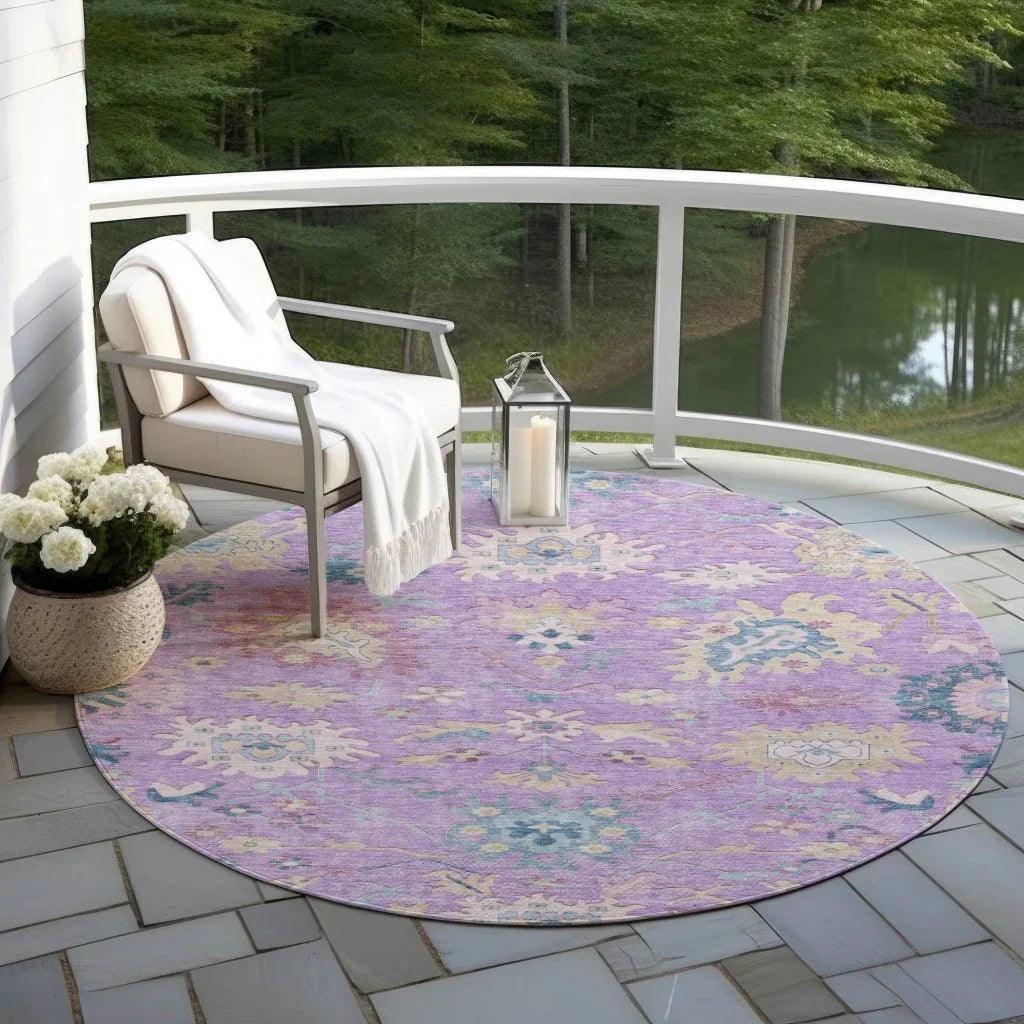 LOOMLAN Rugs Eugene Purple Washable Indoor-Outdoor Rug