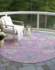 LOOMLAN Rugs Eugene Purple Washable Indoor-Outdoor Rug