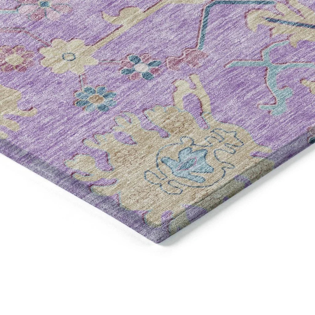 LOOMLAN Rugs Eugene Purple Washable Indoor-Outdoor Rug