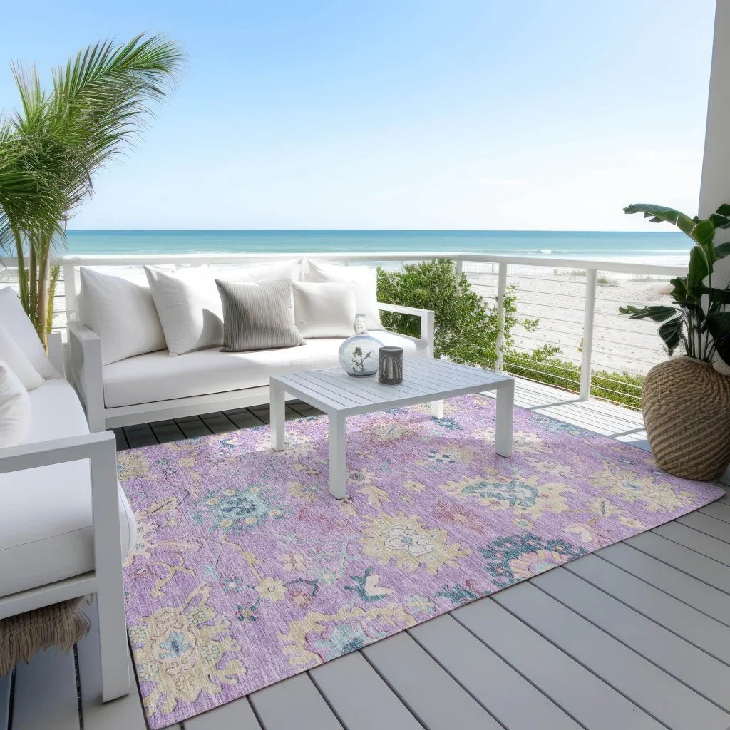 LOOMLAN Rugs Eugene Purple Washable Indoor-Outdoor Rug