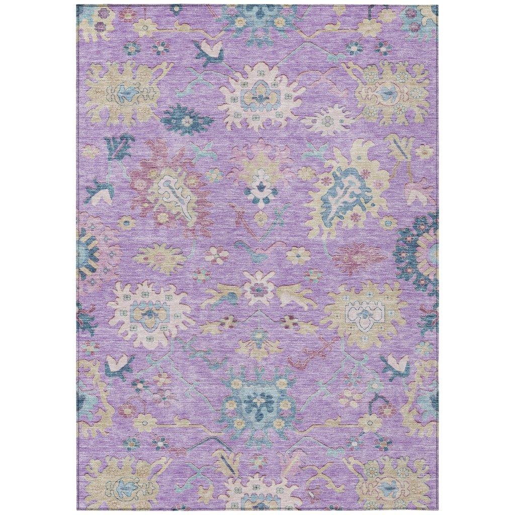 LOOMLAN Rugs Eugene Purple Washable Indoor-Outdoor Rug